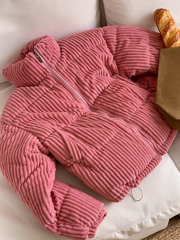 Modna jesensko-zimska parka 2023. Široki samt kaputi Vintage, ležerni, samostojeći ovratnik Pamučno podstavljena jakna Ženski pufer kaput