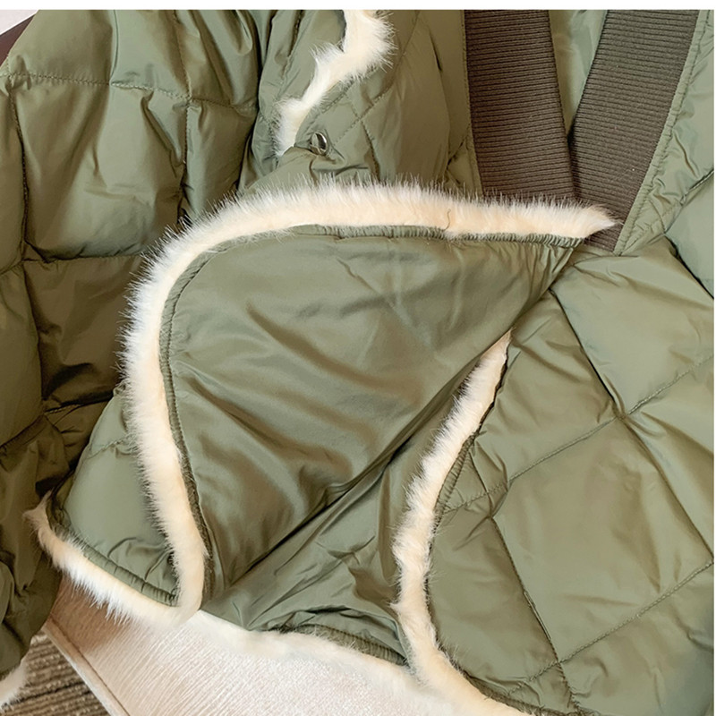 KBAT Jachetă verde mozaic pentru femeie, supradimensionată, toamnă iarnă, haină lejeră, ocazională, din bumbac, căptușită, îmbrăcăminte caldă pentru femei