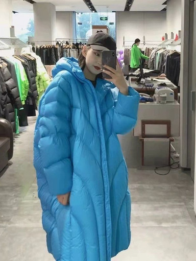 KBAT 2023 Jachete rezistente la vânt pentru femei 90% Parka din puf de rață alb Paltoane largi cu glugă pentru femei haine lungi și calde pentru zăpadă