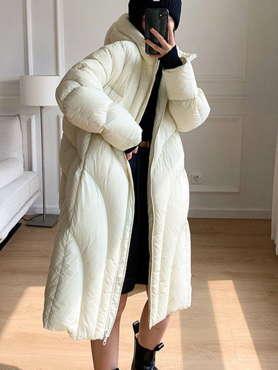 KBAT 2023 Jachete rezistente la vânt pentru femei 90% Parka din puf de rață alb Paltoane largi cu glugă pentru femei haine lungi și calde pentru zăpadă