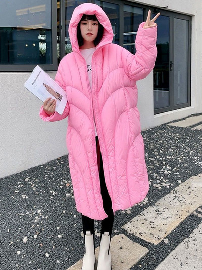 KBAT 2023 Jachete rezistente la vânt pentru femei 90% Parka din puf de rață alb Paltoane largi cu glugă pentru femei haine lungi și calde pentru zăpadă