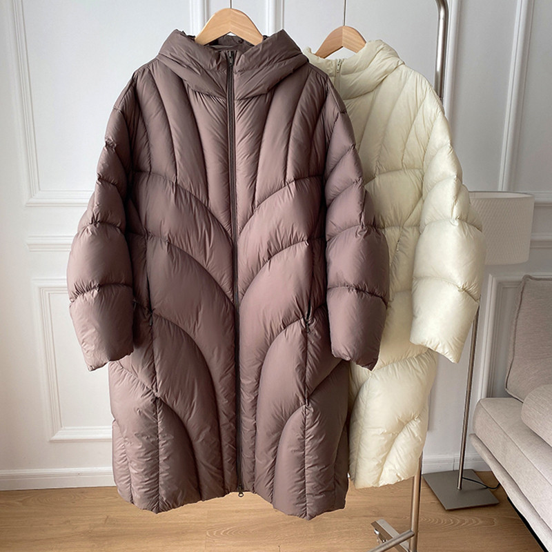 KBAT 2023 Jachete rezistente la vânt pentru femei 90% Parka din puf de rață alb Paltoane largi cu glugă pentru femei haine lungi și calde pentru zăpadă