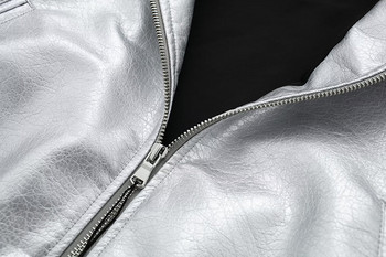 Дамско ретро свободно късо яке от изкуствена кожа Streetwear Дамско цип Винтидж мото велосипедистко палто Горни дрехи