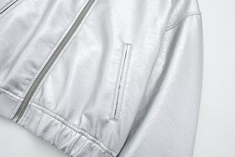 Jachetă scurtă din piele sintetică pu, vintage, cu fermoar pentru femei, haină vintage pentru motociclist, îmbrăcăminte de îmbrăcăminte, topuri