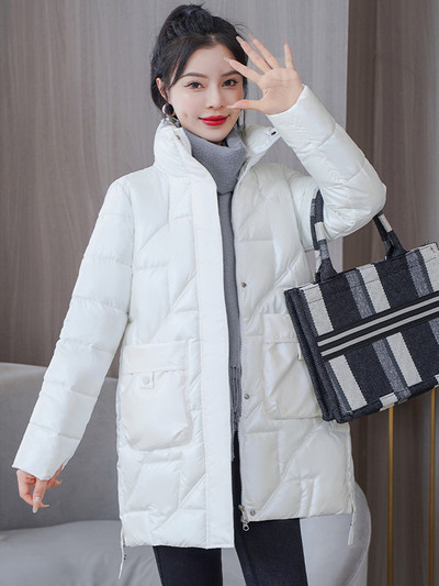 Parka lucioasă haină de zăpadă pentru femei 2023, la modă, îngroșă iarna, cu guler lung, jachetă lungă, rezistentă la vânt, rezistentă la ploaie, îmbrăcăminte caldă