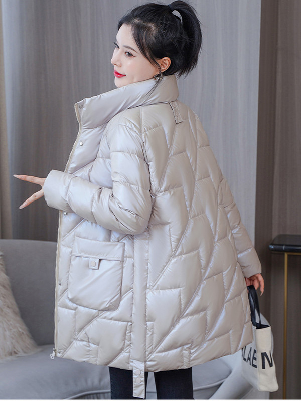 Parka lucioasă haină de zăpadă pentru femei 2023, la modă, îngroșă iarna, cu guler lung, jachetă lungă, rezistentă la vânt, rezistentă la ploaie, îmbrăcăminte caldă