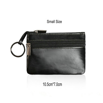 GENODERN Vintage Crazy Horse Poșetă pentru bărbați din cu fermoar, portofel pentru monede, portacheie retro, geantă mică de bani