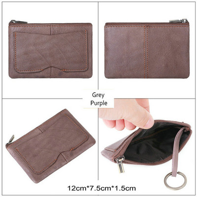 GENODERN Vintage Crazy Horse Poșetă pentru bărbați din cu fermoar, portofel pentru monede, portacheie retro, geantă mică de bani