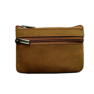 GENODERN Vintage Crazy Horse Poșetă pentru bărbați din cu fermoar, portofel pentru monede, portacheie retro, geantă mică de bani