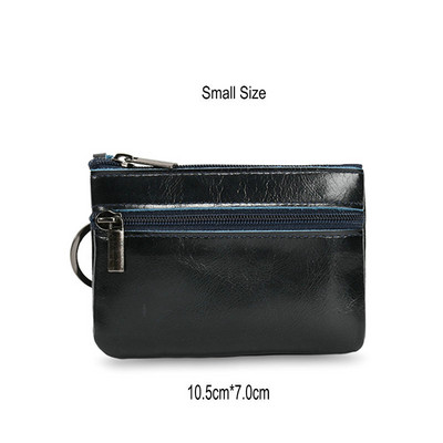 GENODERN Vintage Crazy Horse Poșetă pentru bărbați din cu fermoar, portofel pentru monede, portacheie retro, geantă mică de bani