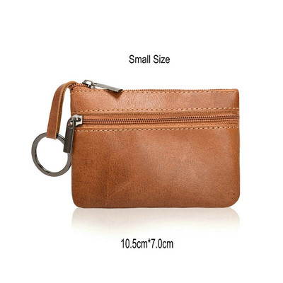 GENODERN Vintage Crazy Horse Poșetă pentru bărbați din cu fermoar, portofel pentru monede, portacheie retro, geantă mică de bani