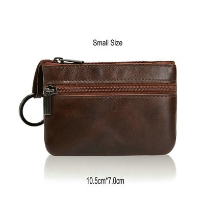 GENODERN Vintage Crazy Horse Poșetă pentru bărbați din cu fermoar, portofel pentru monede, portacheie retro, geantă mică de bani