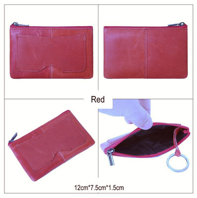 GENODERN Vintage Crazy Horse Poșetă pentru bărbați din cu fermoar, portofel pentru monede, portacheie retro, geantă mică de bani