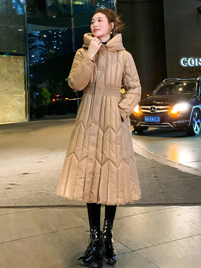 Jachete de iarnă 2023 pentru femei Parka lungă cu curea Jachetă puf pentru femeie Parka cu glugă Pardesă caldă ocazională