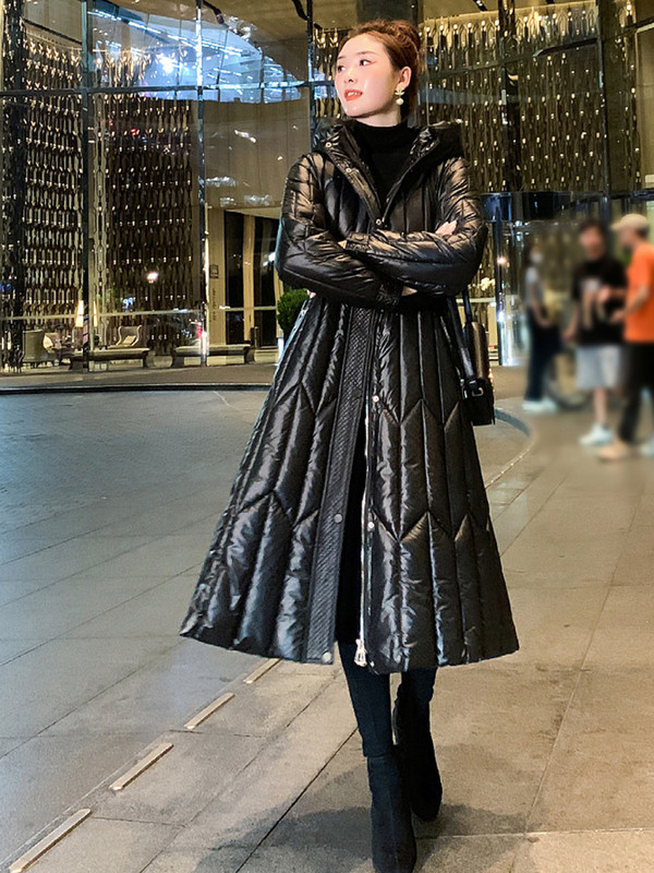 Jachete de iarnă 2023 pentru femei Parka lungă cu curea Jachetă puf pentru femeie Parka cu glugă Pardesă caldă ocazională