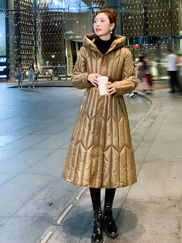 Jachete de iarnă 2023 pentru femei Parka lungă cu curea Jachetă puf pentru femeie Parka cu glugă Pardesă caldă ocazională