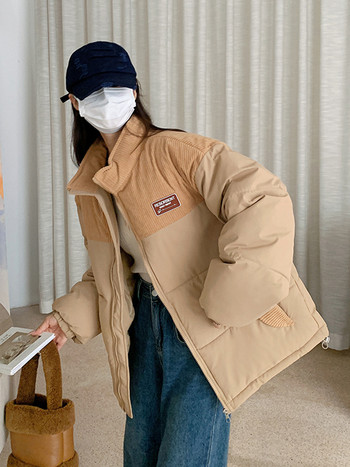 Зимно ново яке с памучна подплата за 2023 г. Дамско пухено яке Дебели паркове Снежно палто Свободно палто в пачуърк
