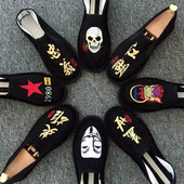Vechi pantofi din pânză Beijing pentru bărbați, tipărire în stil tradițional chinezesc, machiaj facial, pantofi din pânză, broderie leneșă, pantofi cu talpă retro