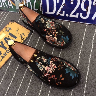 Vechi pantofi din pânză Beijing pentru bărbați, tipărire în stil tradițional chinezesc, machiaj facial, pantofi din pânză, broderie leneșă, pantofi cu talpă retro
