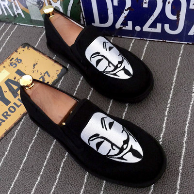 Vechi pantofi din pânză Beijing pentru bărbați, tipărire în stil tradițional chinezesc, machiaj facial, pantofi din pânză, broderie leneșă, pantofi cu talpă retro