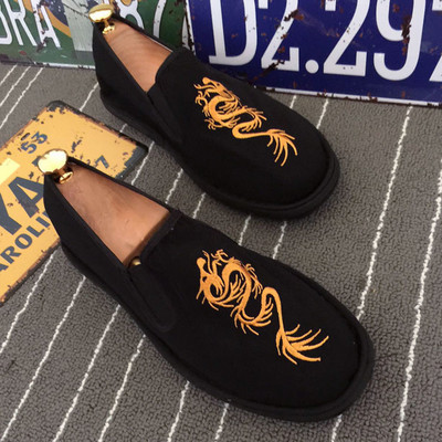 Vechi pantofi din pânză Beijing pentru bărbați, tipărire în stil tradițional chinezesc, machiaj facial, pantofi din pânză, broderie leneșă, pantofi cu talpă retro