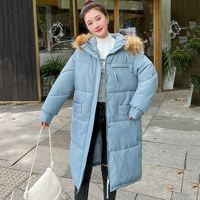 2023 nou toamnă iarnă jachetă căptușită din bumbac pentru femei, ocazional, cu guler mare de blană, parka cu glugă, haină lungă, haine pentru femei, îmbrăcăminte caldă