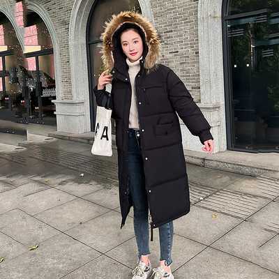 2023 nou toamnă iarnă jachetă căptușită din bumbac pentru femei, ocazional, cu guler mare de blană, parka cu glugă, haină lungă, haine pentru femei, îmbrăcăminte caldă