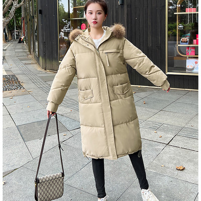 2023 nou toamnă iarnă jachetă căptușită din bumbac pentru femei, ocazional, cu guler mare de blană, parka cu glugă, haină lungă, haine pentru femei, îmbrăcăminte caldă