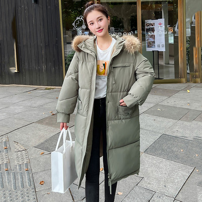 2023 nou toamnă iarnă jachetă căptușită din bumbac pentru femei, ocazional, cu guler mare de blană, parka cu glugă, haină lungă, haine pentru femei, îmbrăcăminte caldă