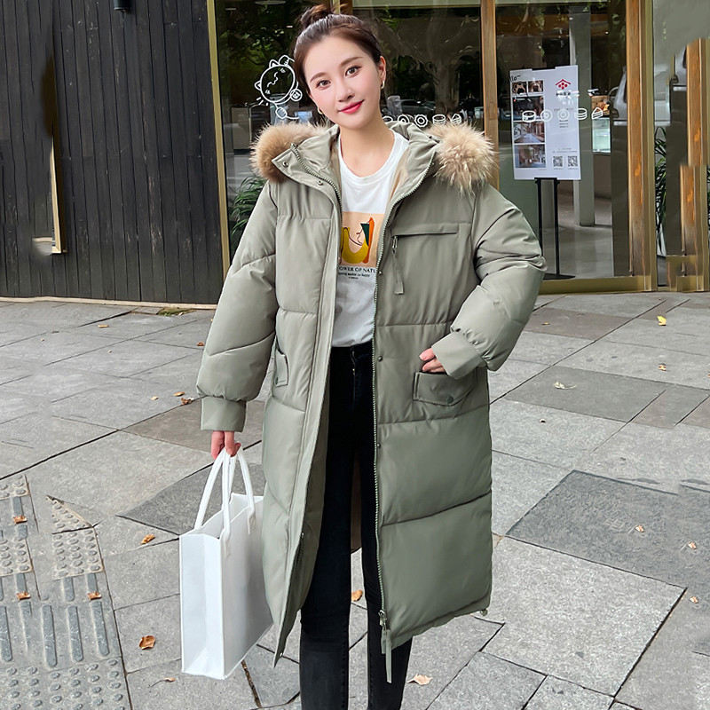 2023 nou toamnă iarnă jachetă căptușită din bumbac pentru femei, ocazional, cu guler mare de blană, parka cu glugă, haină lungă, haine pentru femei, îmbrăcăminte caldă