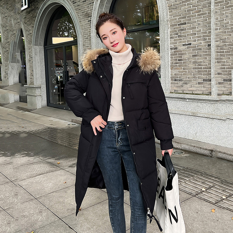 2023 nou toamnă iarnă jachetă căptușită din bumbac pentru femei, ocazional, cu guler mare de blană, parka cu glugă, haină lungă, haine pentru femei, îmbrăcăminte caldă