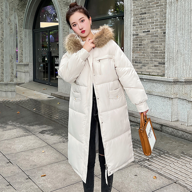 2023 nou toamnă iarnă jachetă căptușită din bumbac pentru femei, ocazional, cu guler mare de blană, parka cu glugă, haină lungă, haine pentru femei, îmbrăcăminte caldă
