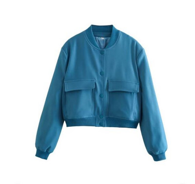 Jachete de baseball de toamnă 2023 pentru femei, ocazional, cu buzunar mare, jachetă bomber largi, vintage, cu mâneci lungi, scurte, pentru femei