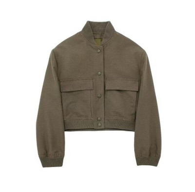 Jachete de baseball de toamnă 2023 pentru femei, ocazional, cu buzunar mare, jachetă bomber largi, vintage, cu mâneci lungi, scurte, pentru femei