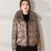 2023, noua iarnă pentru femei, guler de blană de vulpe, 90%, haină albă din puf de rață, scurtă, caldă, cu nasturi, parkas, jachetă pufă casual