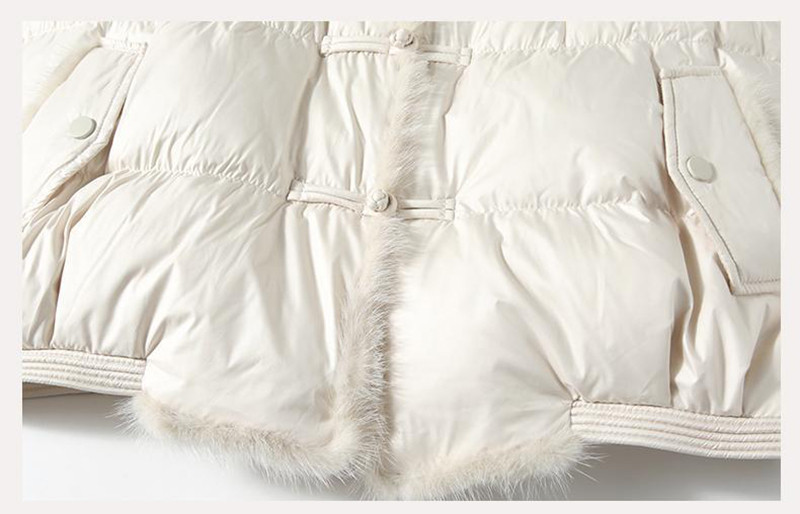 2023, noua iarnă pentru femei, guler de blană de vulpe, 90%, haină albă din puf de rață, scurtă, caldă, cu nasturi, parkas, jachetă pufă casual