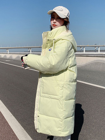 KBAT Зимни дамски дълги паркове Ежедневни дебели топли ветроустойчиви паркове с качулка Sonw Coat Модни женски ветроустойчиви горни дрехи