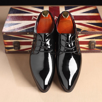 Мъжки класически ретро обувки Brogue Лачена кожа Мъжка рокля с връзки Бизнес офис обувки Мъжки парти Сватбени Оксфордки Размери 38-48