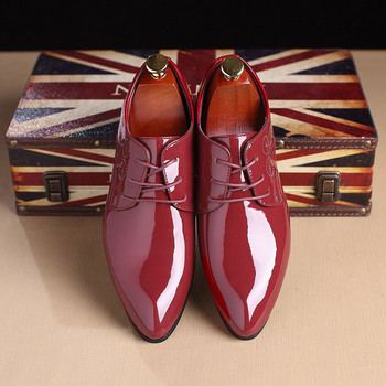 Мъжки класически ретро обувки Brogue Лачена кожа Мъжка рокля с връзки Бизнес офис обувки Мъжки парти Сватбени Оксфордки Размери 38-48