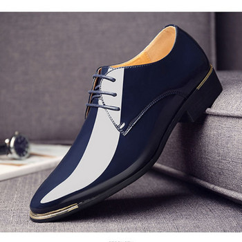 Нови черни кожени ниски меки мъжки обувки Едноцветни мъжки премиум лачени обувки Бели сватбени обувки Размер 38-48