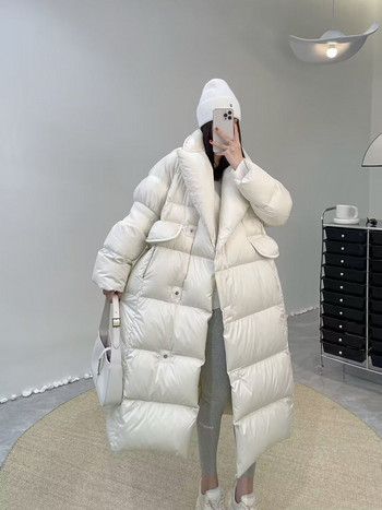 2023 Зимно дамско палто с патешки пух в корейски стил 2023 г. Голямо пухено яке Дамски дебели дълги паркове Дамски ветроустойчиви топли дрехи