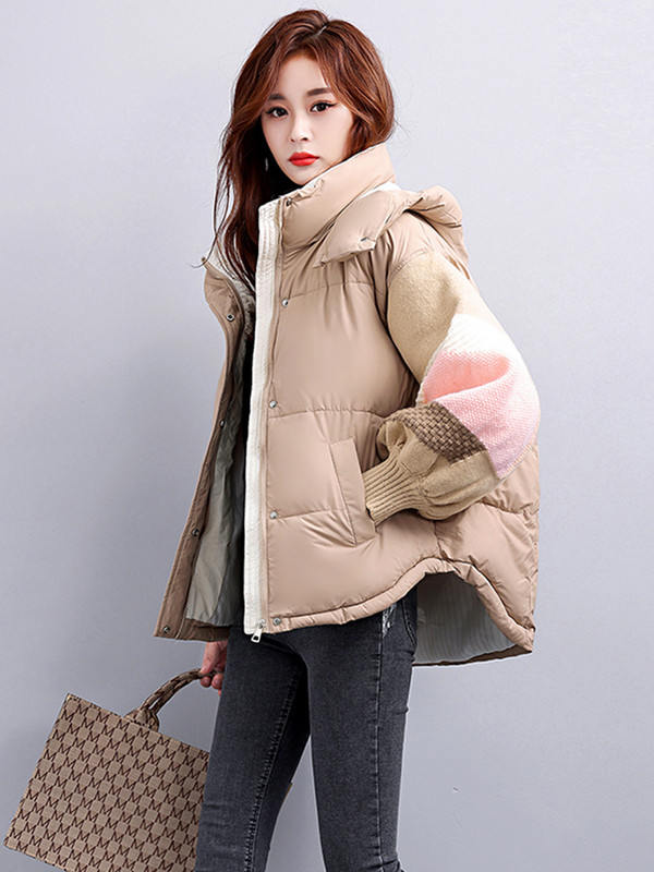 KBAT Naujos žieminės moteriškos trumpos striukės Laisvalaikio storo šilto gobtuvo paltas Moteriški žieminiai viršutiniai drabužiai laisvi striukė Parkai