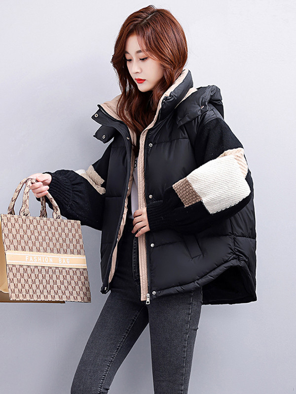 KBAT Naujos žieminės moteriškos trumpos striukės Laisvalaikio storo šilto gobtuvo paltas Moteriški žieminiai viršutiniai drabužiai laisvi striukė Parkai