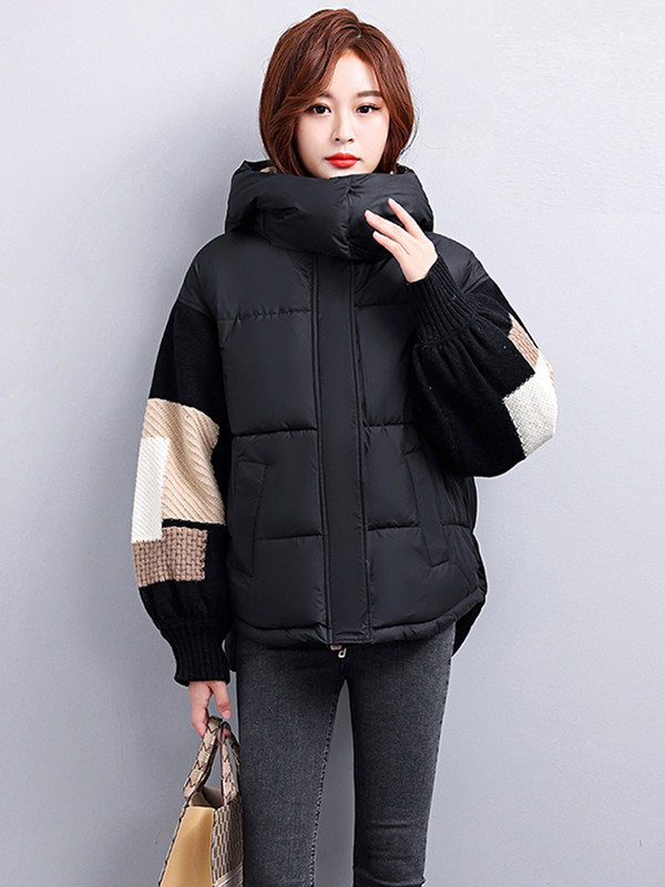 KBAT Naujos žieminės moteriškos trumpos striukės Laisvalaikio storo šilto gobtuvo paltas Moteriški žieminiai viršutiniai drabužiai laisvi striukė Parkai