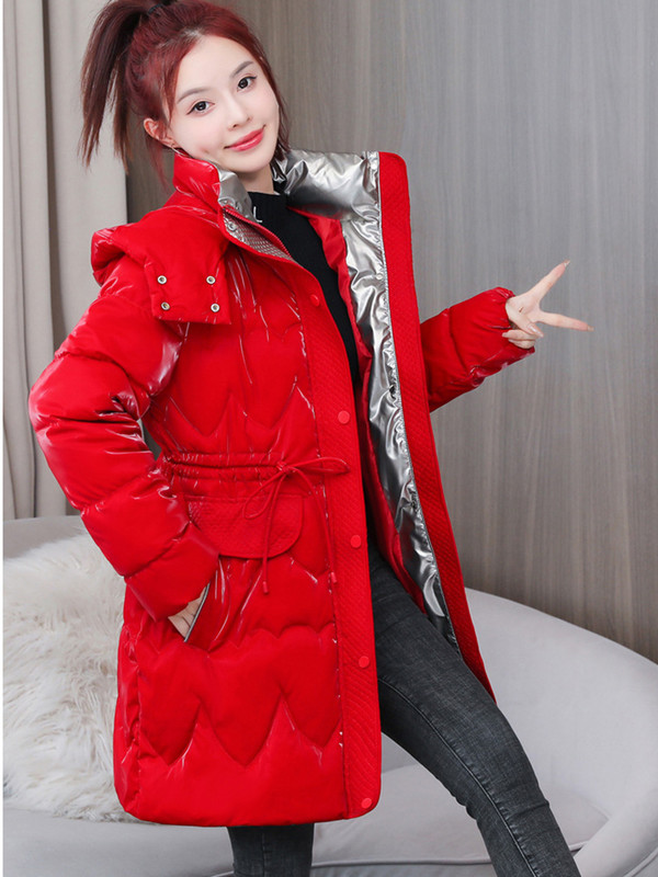 Naujas blizgus parko paltas, moteriškas 2023 m. madingas storas žiemos gobtuvas laisvas ilgas striukė, atsparus vėjui, lietaus šiltas viršutinis drabužis