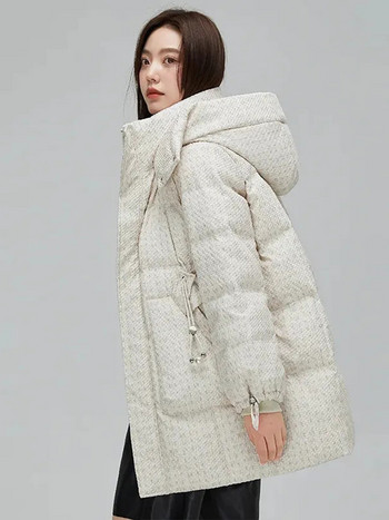 KBAT 2023 Зимна парка Снежно палто Дамско модно удебелено зимно яке с качулка Свободно памучно подплатено яке Дамско ветроустойчиво топло връхно облекло
