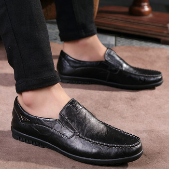 Ежедневни мъжки обувки от кожа Луксозна марка 2023 Мъжки мокасини Мокасини Дишащи черни обувки за шофиране Големи размери 37-47