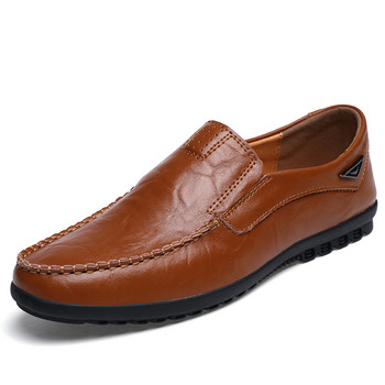 Ежедневни мъжки обувки от кожа Луксозна марка 2023 Мъжки мокасини Мокасини Дишащи черни обувки за шофиране Големи размери 37-47