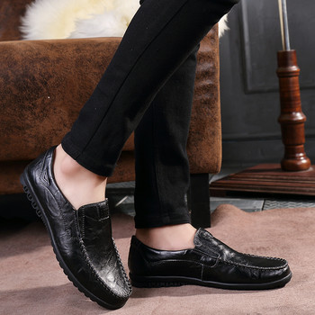 Ежедневни мъжки обувки от кожа Луксозна марка  Мъжки мокасини Мокасини Дишащи черни обувки за шофиране Големи размери 37-47