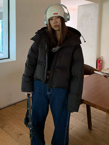 2023 Зимни дамски пухени якета Топли ежедневни палта с качулка Дамско пухено яке Памучно подплатено парка Ветроустойчиво топло връхно облекло